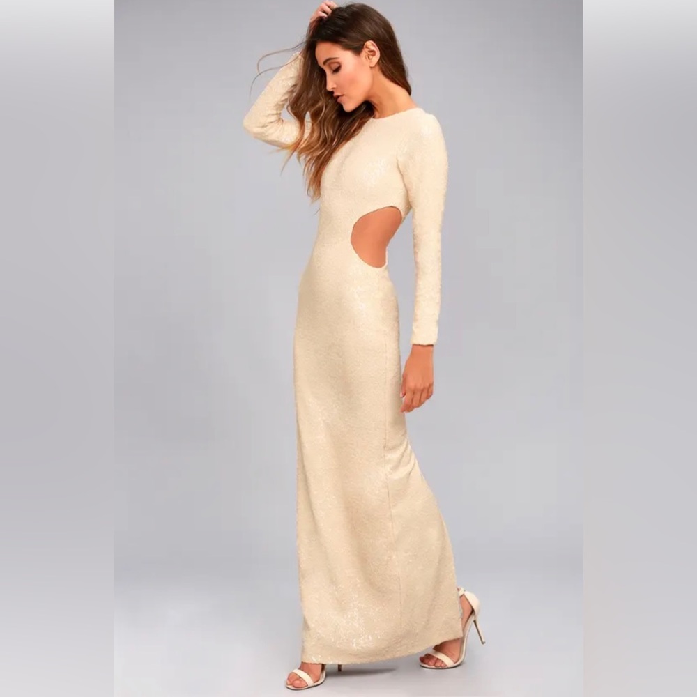 Elegant Cream Long Sleeve Dress